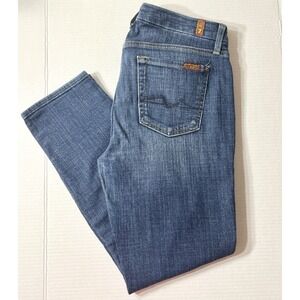 7 For All Mankind Jeans Women's 30 Blue Kimmie Crop‎ Fit Boho Western Academia